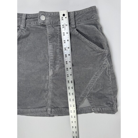 Pilcro Anthropologie Corduroy Mini Skirt Size 4 Gray Cotton Modal Blend Fall - Picture 9 of 13